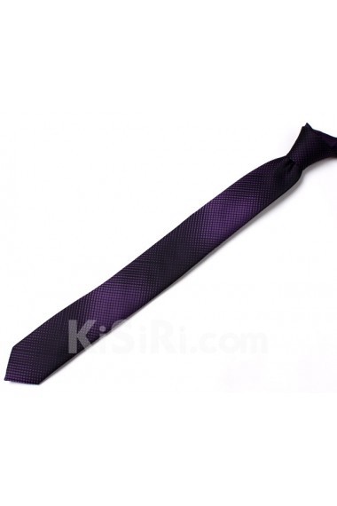 Purple Checkered Microfiber Skinny Tie