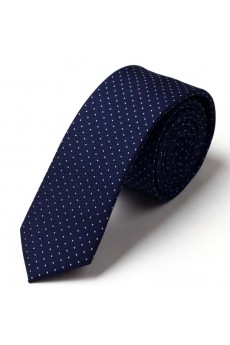 Blue Polka Dot Microfiber Skinny Tie