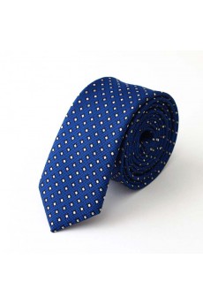 Blue Polka Dot Polyester Skinny Tie