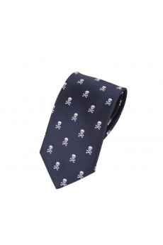 Blue Floral Polyester Skinny Tie