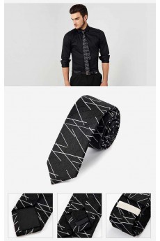 Black Floral 100% Silk Skinny Tie
