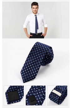 Blue Polka Dot 100% Silk Skinny Tie