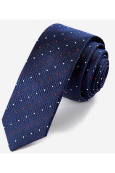 Blue Polka Dot 100% Silk Skinny Tie