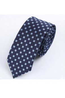 Blue Floral Polyester Skinny Tie