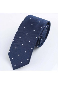 Blue Polka Dot Polyester Skinny Tie