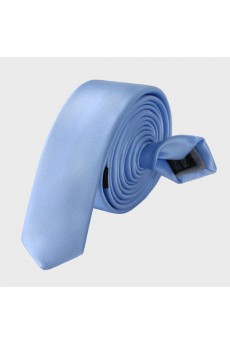 Blue Solid Microfiber Skinny Tie