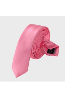 Pink Solid Microfiber Skinny Tie