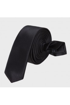 Black Solid Microfiber Skinny Tie