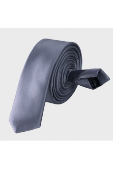 Gray Solid Microfiber Skinny Tie