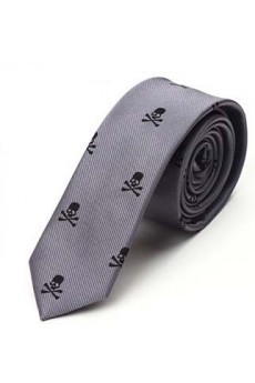 Gray Floral Microfiber Skinny Tie