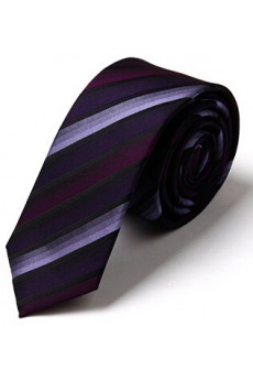 Purple Striped Microfiber Skinny Tie