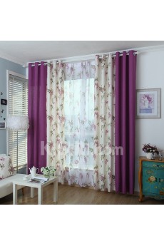 Floral Made to Measure Sheer Curtain (Two Panels)