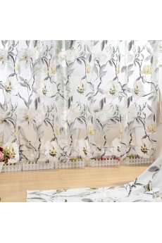 Floral Made to Measure Sheer Curtain (Two Panels)