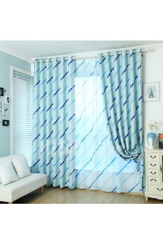 Striped Energy Saving Made to Measure Curtain (Two Panels)