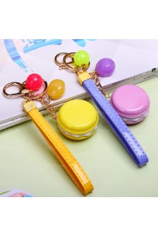 Couples Small Pendant Elegant Leather Macaron Keychain (A Pair)