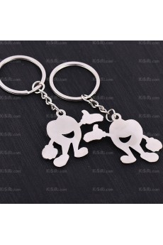 His and Hers Elegant Small Pendant Zinc Alloy Tooth Keychain (A Pair)