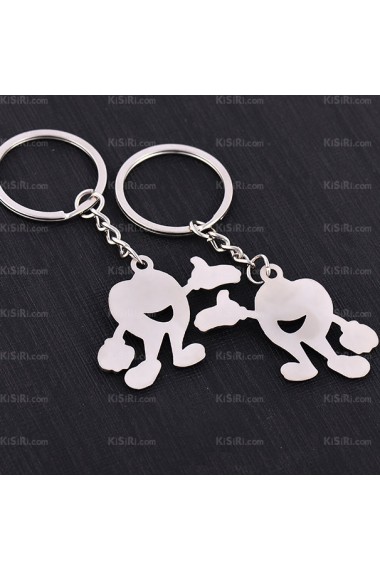 His and Hers Elegant Small Pendant Zinc Alloy Tooth Keychain (A Pair)