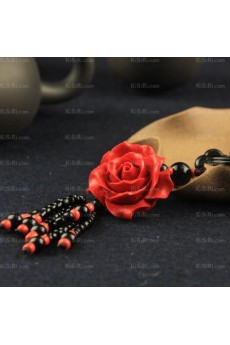 Cinnabar Lacquer Carving Men and Women Personalized Rose Keychain (A Pair)(Same Style)