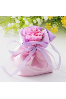 Hand-made Flower Pink Color Classical Wedding Favor Bags (12 Pieces/Set)