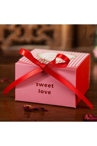 Ribbons Red Color Exquisite Wedding Favor Boxes (12 Pieces/Set)