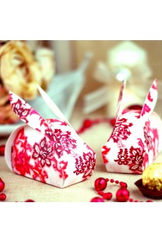 Rabbit Red Color Fashion Wedding Favor Boxes (12 Pieces/Set)