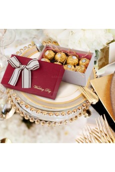 Red Color Personalized Wedding Favor Boxes (12 Pieces/Set)