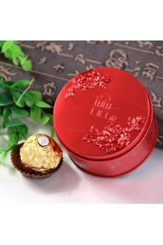 Round-shaped Chinese Style Red Classical Wedding Favor Boxes (12 Pieces/Set)