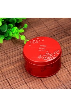 Round-shaped Chinese Style Red Classical Wedding Favor Boxes (12 Pieces/Set)