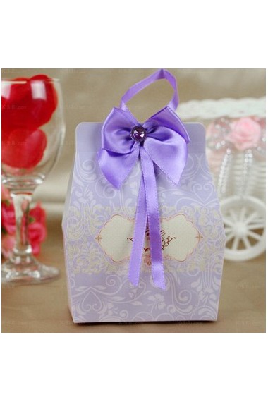 Bowkont Ribbons Purple Color Wedding Favor Boxes (12 Pieces/Set)