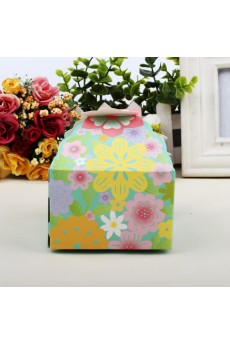 Blue Color Small Floral Wedding Favor Boxes (12 Pieces/Set)