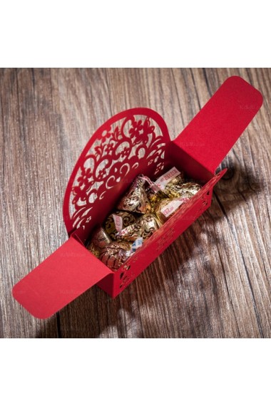 Red Color Cheap Card Paper Wedding Favor Boxes (12 Pieces/Set)