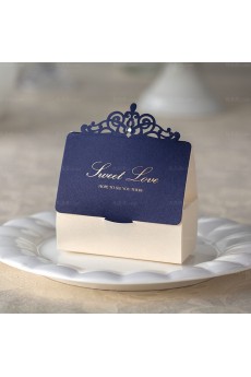 Dark Blue Cheap Card Paper Wedding Favor Boxes (12 Pieces/Set)