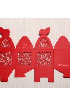 Hollow Butterfly Red Color Card Paper Wedding Favor Boxes (12 Pieces/Set)