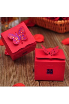 Red Butterfly Wedding Favor Boxes (12 Pieces/Set)