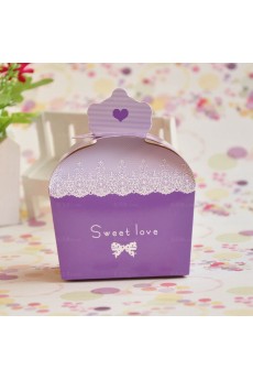 Purple Color Card Paper Wedding Favor Boxes (12 Pieces/Set)