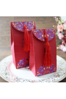 Red Color Chinese Style Tassel Wedding Favor Boxes (12 Pieces/Set)