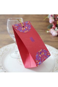 Red Color Chinese Style Wedding Favor Boxes (12 Pieces/Set)