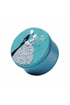 Blue Color Round-shaped Wedding Favor Boxes (12 Pieces/Set)