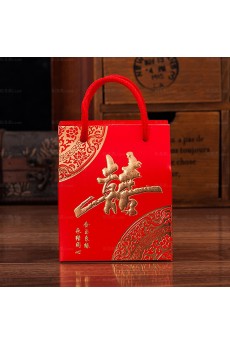 Red Color Chinese Style Rectangle Wedding Favor Boxes (12 Pieces/Set)