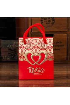 Red Color Chinese Style Wedding Favor Boxes (12 Pieces/Set)