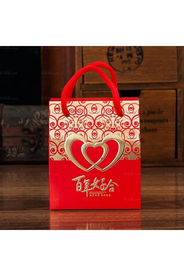 Red Color Chinese Style Wedding Favor Boxes (12 Pieces/Set)