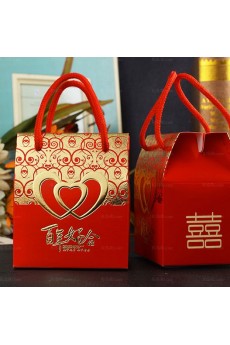 Red Color Chinese Style Wedding Favor Boxes (12 Pieces/Set)