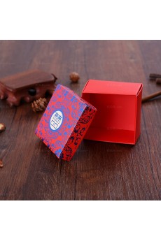 Red Color Square Wedding Favor Boxes (12 Pieces/Set)