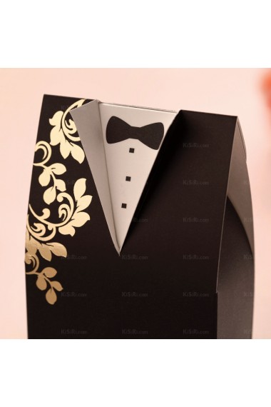 Creative Black Groom Suit Wedding Favor Boxes (12 Pieces/Set)