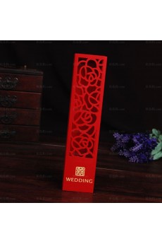 Red Color Hollow Rose Wedding Favor Boxes (12 Pieces/Set)