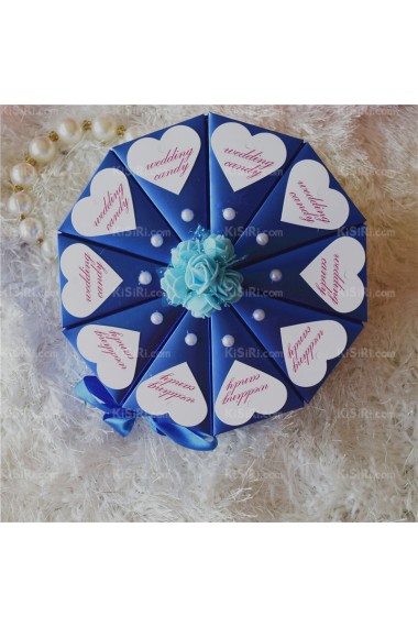 Unique Wedding Favor Boxes with Flowers Pearls Heart-shaped Cards Ribbons (10 Pieces/Set)