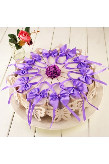 Cheap Wedding Favor Boxes with Flowers Bowknots Ribbons for Sale (10 Pieces/Set)