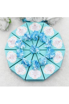 Stylish Blue Color Favor Boxes Embellish Flowers for Sale (10 Pieces/Set)