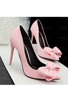 Women's Ladies Pink Stiletto Heel Shoes with Bowknot (Mid Heel)
