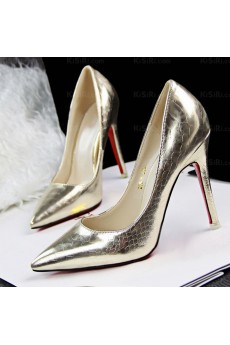 Women's Gold Color Stiletto Heel Party Shoes (High Heel)